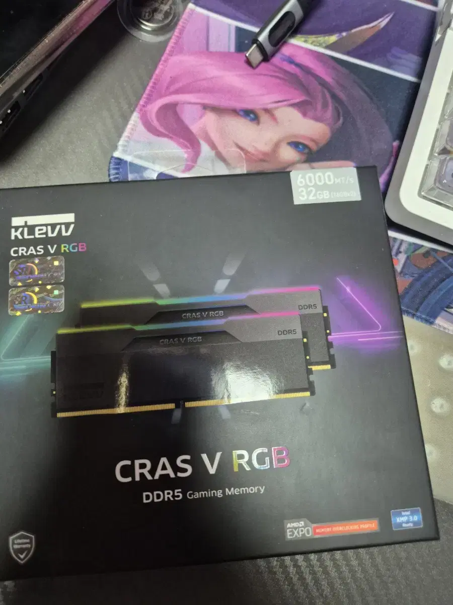 에센코어 클레브 ddr5 -6000 CL30 CRAS V RGB 패키지